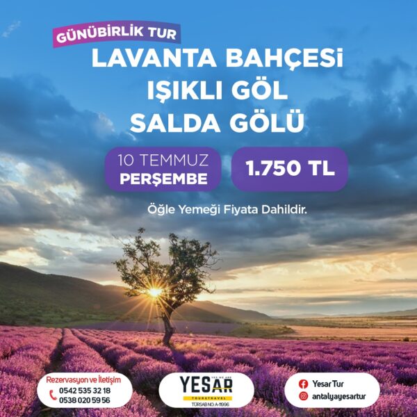 lŞIKLI GÖL - LAVANTA BAHÇESİ - SALDA GÖLÜ TURU