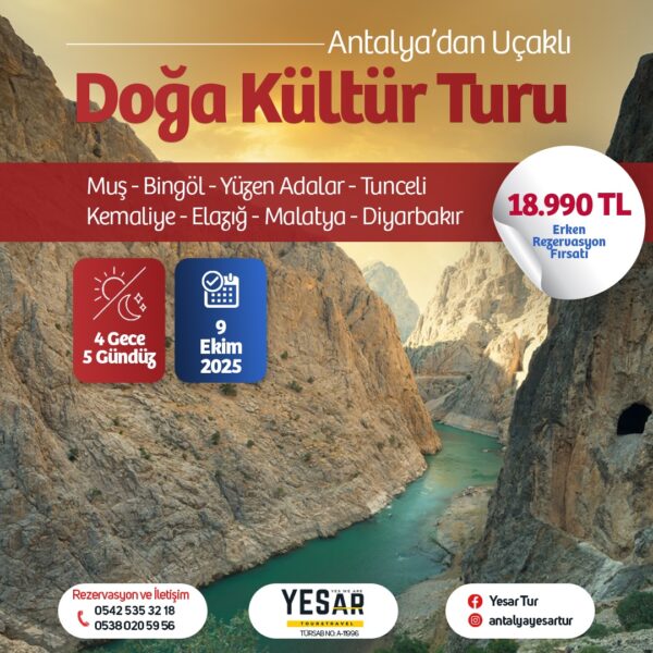 ANTALYADAN UÇAKLA MUHTEŞEM DOĞA KÜLTÜR TURU