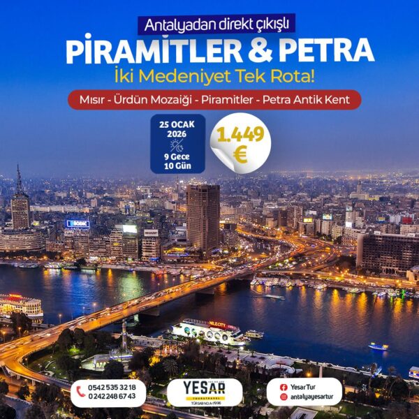 ANTALYADAN DİREKT UÇAKLI MISIR VE ÜRDÜN MOZAİĞİ & PİRAMİTLER & PETRA ANTİK KENTİ