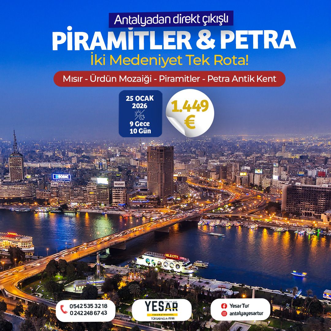 ANTALYADAN DİREKT UÇAKLI MISIR VE ÜRDÜN MOZAİĞİ & PİRAMİTLER & PETRA ANTİK KENTİ