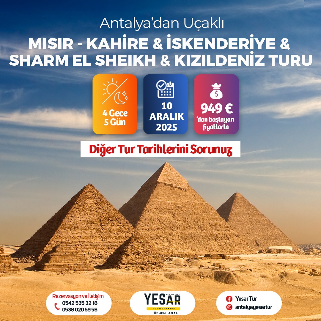 ANTALYADAN DİREKT UÇAKLI MISIR - KAHİRE & İSKENDERİYE & SHARM EL SHEİKH KIZILDENİZDEKİ CENNET AKVARYUM!